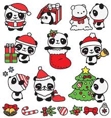 Premium Vector Clipart Kawaii Christmas Pandas Cute Christmas Panda Clipart Set High Quality Vectors Kawaii Christmas Clipart Dessin Noel Dessin Adorable Dessin Kawaii Panda