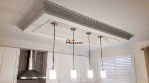Rectangle Ceiling Box Above Island Ceiling Trim Coffered Ceiling Kitchen Kitchen Island Ceiling Light