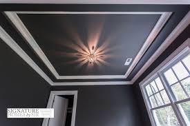 Black And White Ceiling Transitional Den Library Office Sir Development Molding Ceiling Grey Painted Walls White Ceiling