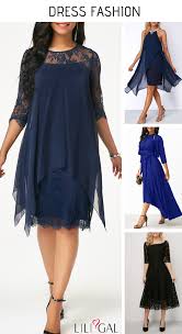 Shop Classy Fashion Dress Under 50usd At Liligal Details Chiffon Overlay Lace Navy Blue Midi Dress Party Dress Classy Shop Casual Dresses Party Dress
