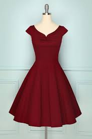 Burgundy 1950 S Style Dress Vestidos Roupas