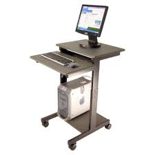 Rolling Computer Table Mobile Desk Computer Workstation Adjustable Workstation