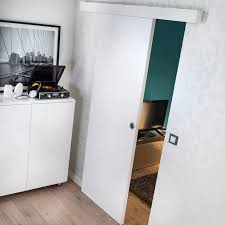 Porte Coulissante Prepeinte Blanche 83cm Systeme En Applique Porte Coulissante Amenager Petite Salle De Bain Amenagement Placard