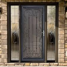 Grisham Palermo 36 In X 80 In Black Full View Wrought Iron Security Storm Door With Reversible Security Storm Doors Iron Door Design Wrought Iron Front Door