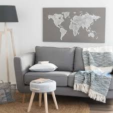 Toile Mappemonde Grise 110x60 Maisons Du Monde Carte Du Monde Decoration Maison Deco Maison
