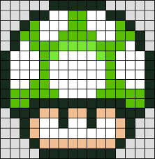 Champignon Vert Super Mario En Perle Hama Mini Perles Hama Crochet Pixel Perle Hama Mario