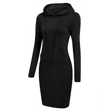 Women Casual Dress Long Sleeve Hoodie Hooded Jumper Pockets Sweater Tops Wish Hoodie Sweatshirt Dress Casual Dresses For Women Long Sleeve Sweatshirt Dress