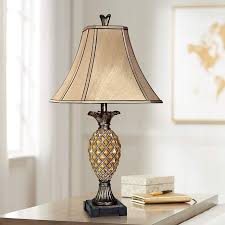 Pineapple Textured Brown Table Lamp With Beige Fabric Shade 60x14 Lamps Plus Brown Table Lamps Fabric Shades Table Lamp