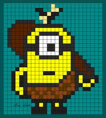 Minion Cromagnon Niveau Moyen Coloriage Minion Dessin Petit Carreau Modele Pixel Art