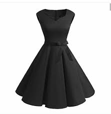 Black Is Wow Colour Dress Girl Simpleblack Frock For Teens Flare Dress Vintage Dresses