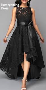 45 45 Free Shipping Worldwide High Low Black Sleeveless Belted Lace Dress Rosewe Homecoming Backtoschool Blac Vestidos Pretos Vestidos Vestidos Especiais
