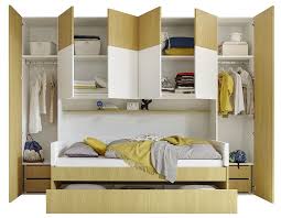 Lit Pont Design Jaune Et Blanc Natheo Pont De Lit Tete De Lit Dressing Meuble Tete De Lit