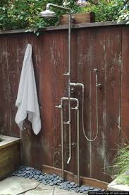 High Low Rugged Outdoor Shower Remodelista Outdoor Shower Outdoor Shower Fixtures Outside Showers