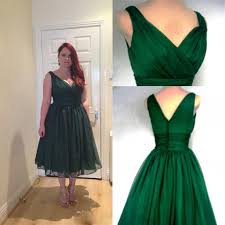 2016 Bridesmaid Tea Length Dresses V Neck Zipper Back Dark Green Plus Size Maid O Tea Length Bridesmaid Dresses Tea Length Dresses Bridesmaid Dresses Plus Size