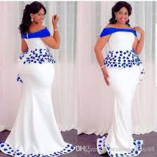 Royal Blue Stars White Plus Size Mermaid Evening Formal Dresses South African Off The Sh Ball Gown Wedding Dress Wedding Dresses Unique Women S Evening Dresses