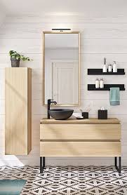 Meuble De Salle De Bain En Placage Bois Veritable Vasque Ronde Noire Meuble Miroir Salle De Bain Meuble Colonne Salle De Bain Meuble Rangement Salle De Bain