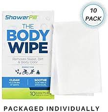 Amazon Com Shower Pill Body Cleaning Wipes With Special Cleansing Solution Mens Shower Wipes Special Cleansing Cloths Campin Athletic Body Personal Care Body Odor