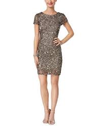 Adrianna Papell Lead Women S Short Sleeve All Over Sequin Gown Lead Short Cocktail Dress Size 14 L 58 Off Retail Formal Dresses For Women Dresses Gray Cocktail Dress