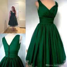 Emerald Green 1950s Cocktail Dress Vintage Tea Length Cheap Under 100 Plus Size Chiffon Overlay Elegant Vestidos Vestidos Diferentes Vestidos Longos Estampados