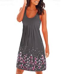 Yidarton Women S Summer Casual Loose Mini Dress Print Pleated Sleeveless Sundress A Line Be Summer Dresses For Women Women Dresses Casual Summer Summer Dresses