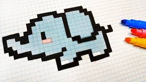Pixel Art Hecho A Mano Como Dibujar Un Elefante Kawaii Pixel Art Pixel Drawing Graph Paper Art