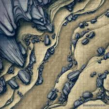 The Rocky Ravine 30x30 Battle Map Roll For Rock Falls Dndmaps In 2020 Fantasy Map Desert Map Dungeon Maps