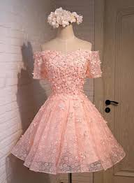 Light Pink Off Shoulder Knee Length Party Dress 2019 Party Dress 2019 Prom Party Dresses Prom Dresses Homecoming Dresses Short