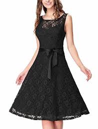 Linsery Women S Elegant Fit Flare Sleeveless Knee Length Lace Cocktail Dress Cocktail Dress Lace Dresses Fit And Flare Dress