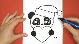 Dessin Sympa Et Facile Pour Noel Panda Avec Un Coeur Et Bonnet Rouge Youtube Dessin Kawaii Panda Panda Dessin Dessin Kawaii