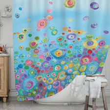 Kess Inhouse Inner Circle Shower Curtain In Blue Multi Curtains Shower Curtain Kess Inhouse