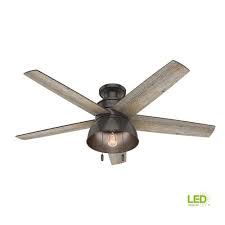 Hunter Bishop Hill 52 In Led Indoor Outdoor Noble Bronze Ceiling Fan With Light Kit 59564 The Home Depot Bronze Ceiling Fan Ceiling Fan With Light Fan Light