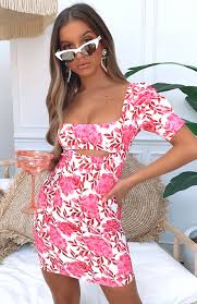 Azalea Mini Dress Pink Peony White Fox Boutique Usa