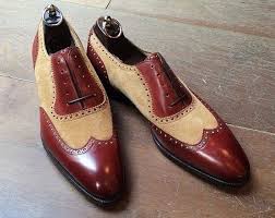 Handmade Men Two Tone Leather Formal Shoes Men Beige And Brown Dress Shoes Brown Shoes Men Leather Formal Shoes Leather Shoes Men