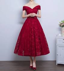 Vintage 1950s Audrey Hepburn Vintage Inspired Off Shoulder Lace Prom Formal Dress Lace Evening Dress Lace Prom Dress Lace Dress Woman Evening Gowns Burgundy Prom Dress Prom Dresses Lace Tea Length