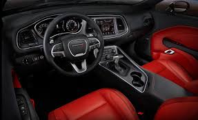 Red Leather Inside Of The Newly Redesigned 2015 Dodge Challenger Dodge Challenger Interior Dodge Challenger Sxt Plus 2015 Dodge Challenger
