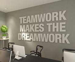 Teamwork Makes The Dreamwork 3d Office Wall Art Typography Etsy Office Wall Design Office Quotes Office Interior Design
