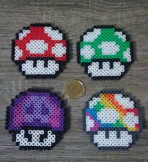 Super Mario Bros Mushroom Perler Beads Motifs Perles Hama Billes De Fer Billes A Fusibles