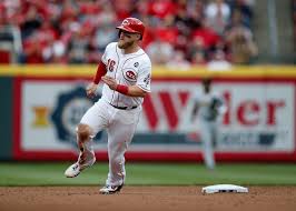 Cincinnati Reds Catcher Tucker Barnhart 16 Runs For Third On A Double Off The Bat Of Shortstop Jose Iglesias 4 Cincinnati Reds Reds Opening Day Cincinnati