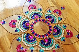 Diwali Rangoli Floor Art Jumbo Pan Blue Pink White By Nirman 28 00 Acrylic Rangoli Rangoli Ideas Diwali Rangoli