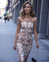 Rose Gold Cocktail Dress Love The Pattern And Sleeves Gold Cocktail Dress Cocktail Dress Wedding Rose Gold Cocktail Dress
