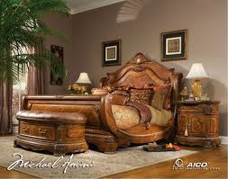 Michael Amini Cortina Honey Walnut Luxury King Sleigh Bed 5 Piece Bedroom Set Sleigh Bedroom Set Bedroom Furniture Sets California King Size Bed