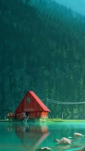 Lake Cabin Forest Digital Art 4k 3840x2160 1920x1080 2160x3840 1080x1920 Wallpaper Cool Wallpapers For Phones Art Wallpaper Digital Painting