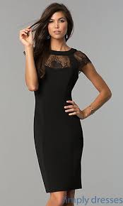 Wedding Guest Little Black Dress With Sheer Neckline Cocktail Attire For Women Cocktail Attire Dressy Outfits