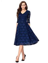 Amazon Com Noctflos Lace V Neck Fit Flare Midi Cocktail Dress For Women Party Wedding Navy Blue Midi Cocktail Dress Cocktail Dress Wedding Maxi Dress Party