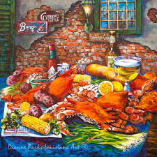 New Orleans Seafood Painting Boiled Crabs Tabasco Dixie Beer Louisiana Seafood New Orleans Restaurant Food Art Pontchartrain Crabs Crab Art Louisiana Art New Orleans Art