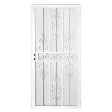 Unique Home Designs El Dorado 36 In X 80 In White Outswing Security Screen Door 5hs620white36 At The Hom Metal Screen Doors Steel Security Doors Metal Screen