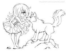Coloriage Yam Puff Avec Un Loup Chibi Coloring Pages Wolf Colors Anime Wolf Girl
