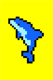 Easy Pixel Art Blue Dolphin Pixel Art Facile Dauphin Bleu Easy Pixel Art Pixel Art Pixel