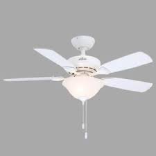 Hunter Caraway 44 In Indoor White Ceiling Fan With Light 52080 The Home Depot Ceiling Fan With Light Ceiling Fan White Ceiling Fan