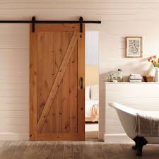 36 Inch X 84 Inch Z Bar Knotty Alder Wood Interior Barn Door Slab With Sliding Door Hardware Kit Interior Sliding Barn Doors Doors Interior Interior Barn Doors